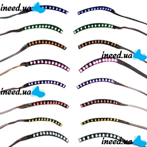 Накладні світлодіодні накладки для підсвічування вій LED RGB Lashes підсвічування очей, що світяться вії для фотосесії та вечірок від батарейки