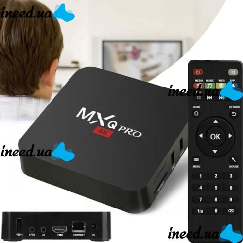 Smart TV Set-top Box with Ultra MXQ PRO 4K 2GB/16GB Remote Control, Android 7.1 Media Player, Digital TV Set-top Box with Built-in WiFi Module Black