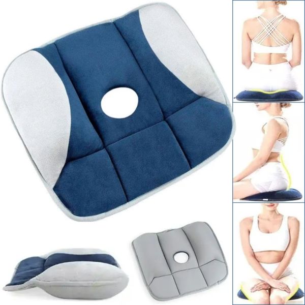 Ортопедическая подушка Pure Posture HSM-50402 для разгрузки спины позвоночника, антиаллергенная подушка для сиденья на стул, кресло в машину Синяя 