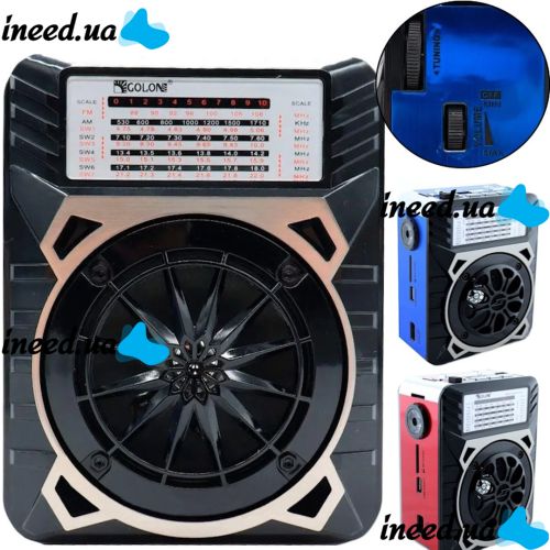 Golon RX-9133 rechargeable radio with flashlight and built-in SD player, USB, mains with battery, FM Radio Receiver Battery-powered speaker