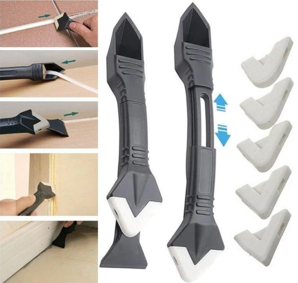 Пластиковый силиконовый шпатель скребок для герметика и силикона Silicon Trowel Scraper GS-3991P, Набор из 5 насадок для удаления заделки швов