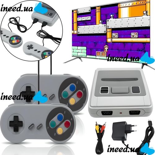Portable retro gaming console Dendy 620 games Dendy 8 Bit Super Mini SFC, Children's 8 bit console with two joysticks and built-in games Grey