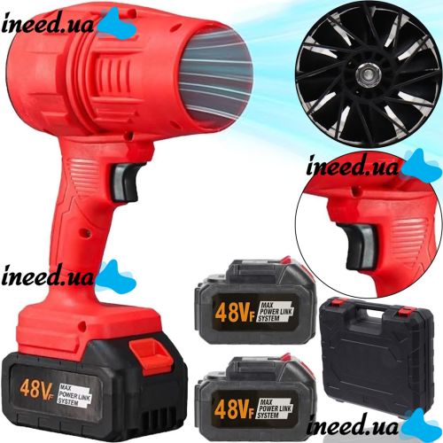 Jet Pro Maxx Blower 48V Cordless Blower for snow and leaf removal with 2 batteries, Cordless Dust Blower Red