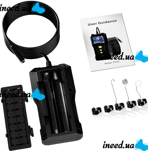 Гнучка камера ендоскоп Industrial Endoscope P230 8 мм 2 дюйми цифровий бороскоп із кабелем 5 м, підсвічуванням і екраном для діагностики на батарейках