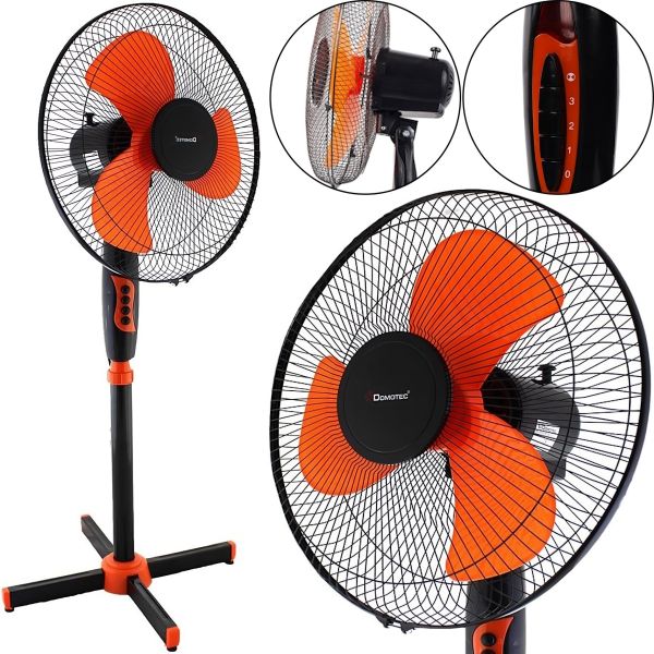 Domotec MS-1619 floor fan 40 cm stand fan 16" inch 40W Orange Domotec Orange on a telescopic leg with rotation and tilt