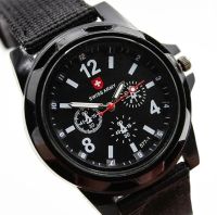 Чоловічі наручні армійські Годинники Swiss Army кварцові годинники Quartz на руку з ремінцем з нейлону 29 см чорні