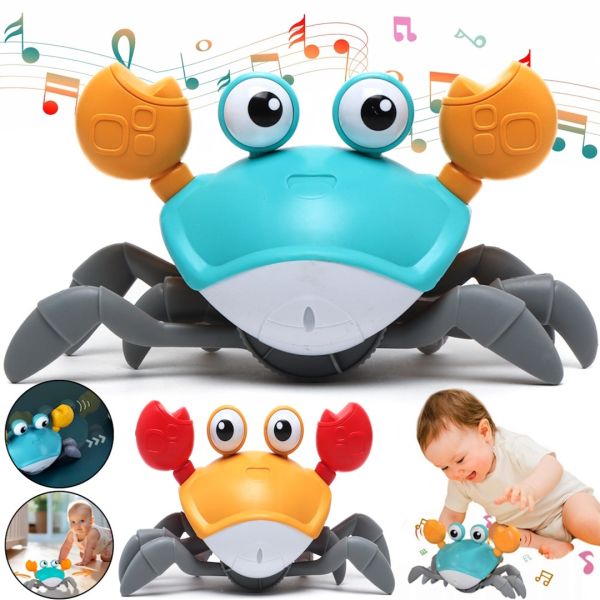 Детская интерактивная игрушка Краб Cartoon Crab HX155C бегающий робот, краб-беглец с детектором помех, звуковыми и световыми эффектами на батарейках
