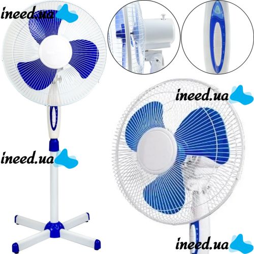Підлоговий вентилятор WimpeX WX - 1611 40 см stand fan 16 " 100w з регулюванням висоти, Безшумний вентилятор Вімпекс 100Вт на підлогу 3 швидкості Білий