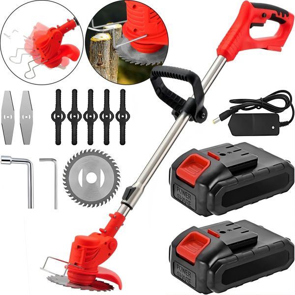 Cordless Lawn Mower Trimmer Fox YM-GCJ-1 24V 3Ah for Mowing Grass and Bushes 2 batteries, Rechargeable Mower Brush Cutter for Garden Shearing