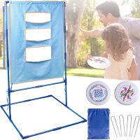 Frisbee with Standing Target Frisbee Toss Game Set 9888-11 for kids and adults, Flying ball disk and target with 3 holes Blue