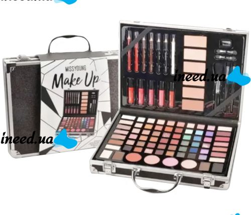 Miss Young GM20250 Cosmetics Gift Set 93 items Makeup eye shadow glosses blush powder and brushes in case Black