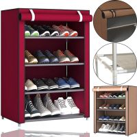 Складна тканинна Полиця шафа для зберігання взуття Shoe Cabinet a-5 90x56x27 см 4 полиці, пилозахищена Полиця органайзер каркасний 5556 HCX 7688