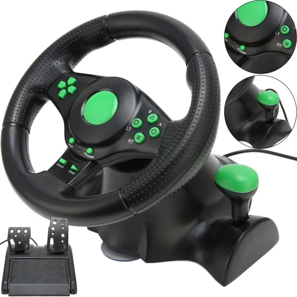 Универсальный игровой руль Vibration Steering Wheel 3 в 1 с педалями и коробкой передач для PC/PS2/PS3, Мультимедийный спортивный руль для ПК
