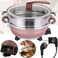 Электрическая двойная кастрюля скороварка Hoffmans HM-3031 8л 32см, 1500W, Электрокастрюля пароварка рисоварка HM3031 от сети Коричневая