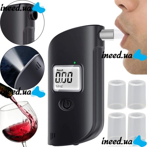 Кишеньковий алкотестер Breath Alcohol Tester MR689 з мундштуками і LCD дисплеєм, персональний алкометр дихання аналізатор спирту HA - 170 від батарейок