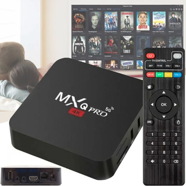 Цифровая смарт ТВ приставка для телевизора с пультом Ultra MXQ PRO 4K 4GB/32GB, Медиаплеер Android 11.1 5G TV со встроенным WiFi модулем Черная