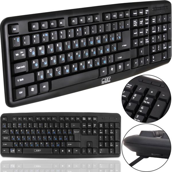 Проводная компьютерная клавиатура CBR KB107 107 клавиш + переключение языка одной кнопкой для ПК PC, игровая мембранная клавиатура для геймеров