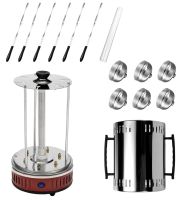 Domotec MS-7783 1000W vertical electric kebab maker for 6 skewers, Tabletop electric kebab maker for home with removable tray Red