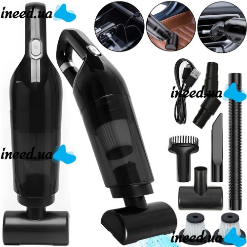Бездротовий автомобільний пилосос Vacuum Cleaner LT-113 120W акумуляторний ручний автопилосос з насадками для сухого прибирання авто 2000mAh USB