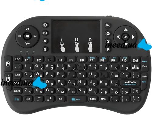 Wireless Mini Keyboard Rii mini i8 2.4GHZ RUS with Battery-powered Touchpad, Universal Mini keyboard Remote Control for TV/PC/Tablets Black