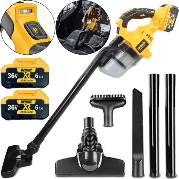 Автомобильный аккумуляторный пылесос DeWALT DCV501LN-XJ 36V 6Ah с насадками, Беспроводной пылесос Деволт с 2 аккумуляторами для авто и дома Желтый