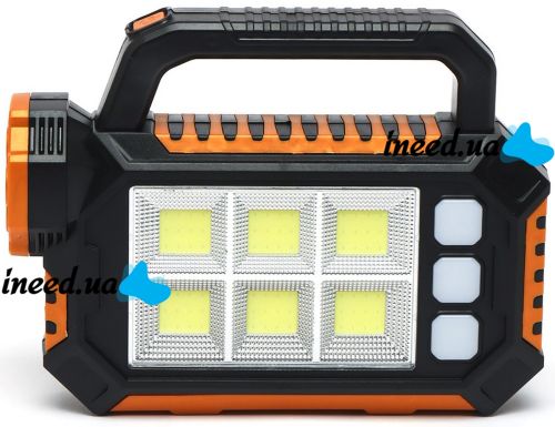 Ручний акумуляторний ліхтар з повербанком Solar Multilight HS-8029-1-B 3W портативний світлодіодний світлодіодний ліхтарик прожектор з сонячною панеллю USB