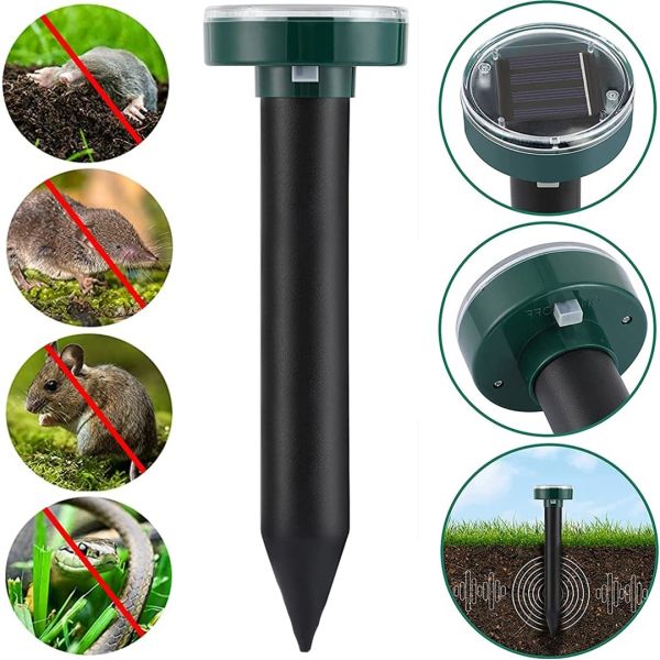 Solar Powered Mole Repeller Effectively Repels Garden Pro Rechargeable Ultrasonic Device Mole Repeller of Rodents and Insects