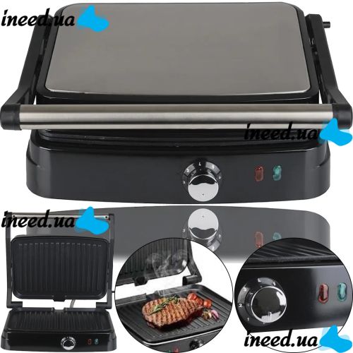 Electric Grill Opera OP-205 Pressure Cooker for Meat and Vegetables with Non-stick Coating 3200W, Multi-maker Sandwich Maker Compact Grill Silver