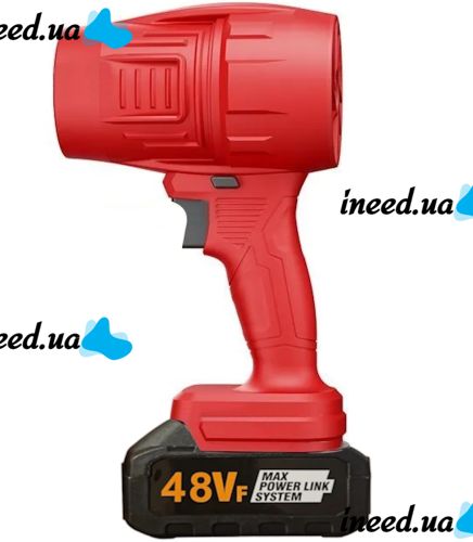 Jet Pro Maxx Blower 48V Cordless Blower for snow and leaf removal with 2 batteries, Cordless Dust Blower Red