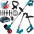 Rechargeable lawnmower trimmer Makita UR120DWAE 48V 4Ah with wheels for mowing grass and bushes, Wireless Mower Makita for lawn mowing