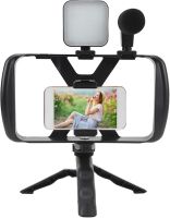 Live Broadcast TL-49T 4in1 phone cage tripod with Led light and microphone, Monopod smartphone holder with remote control for selfies and video