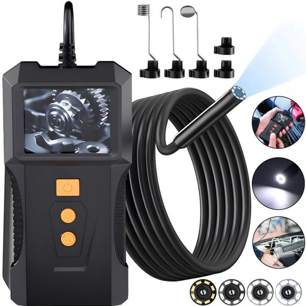 Гибкая камера эндоскоп Industrial Endoscope P230 8 мм 2 дюйма цифровой бороскоп с кабелем 5 м подсветкой и экраном для диагностики на батарейках