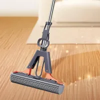Телескопічна губчаста швабра Joybos With Bucket Z43 з віджимом для вологого прибирання, швабра натирач 129 см з насадкою 28см для миття підлоги сіра