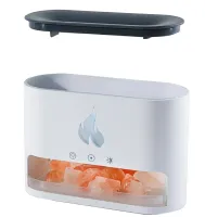 Настільний зволожувач повітря нічник з соляними каменями Docsal Flame Aroma Diffuser CAO з LED підсвічуванням 5W, соляна лампа аромадифузор Білий