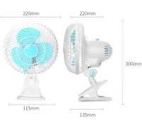 Atlafa AT-F2506 Table Mini Clip-on Fan 2 modes of operation, WX707 Air Cooler with clip-on clip 2 speeds mains power White