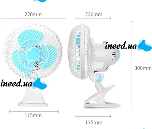 Atlafa AT-F2506 Table Mini Clip-on Fan 2 modes of operation, WX707 Air Cooler with clip-on clip 2 speeds mains power White