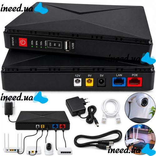 Andowl Q-UP900 UPS for Wi-Fi Routers, 5V, 9V, 12V, 8800mAh Power Bank, 18W UPS for Modems, Switches, and Cameras