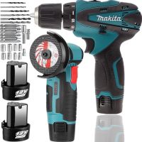 Акумуляторний набір Makita 2в1 Шуруповерт DF330DWE міні болгарка Meterk W-153-7 12V 2Ah, Набір Макіта з 2 акумуляторами і насадками в кейсі