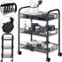 Floor shelf organizer Bonro B-073 with 3 tiers for kitchen and bathroom on wheels, Floor shelf PJJKT0103-03 64 x 25 x 44 cm with baskets and hooks