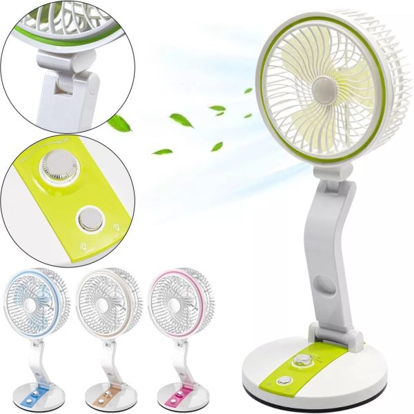 Настольный аккумуляторный вентилятор Hurry Bolt HB-2019 с LED подсветкой, Беспроводный складной охладитель воздуха 8" дюймов от аккумулятора 18650