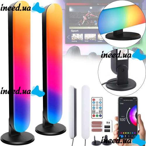 Комплект настільний кольоровий світильник лампа Ambient Light RGB D16 2 штуки з пультом ДУ, Світлодіодні лампи Wi-Fi підсвічування 25 см від USB