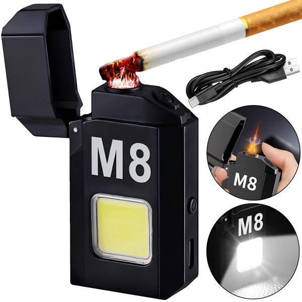 Спиральная беспламенная зажигалка Lovers M8 электроимпульсная USB аккумуляторная зажигалка с LED фонариком 3 режима и индикатором заряда lv-600