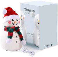 Дитячий настільний нічник Сніговик Snowman силіконовий світлодіодний RGB світильник, бездротова новорічна LED лампа 7 режимів на акумуляторі USB