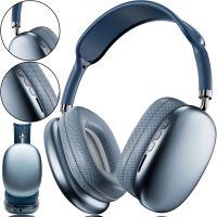 Накладні бездротові навушники Bluetooth Macaron P9 Max з Aux, повнорозмірні блютуз стереонавушники зі слотом карти пам'яті MicroSD, TF Card сині