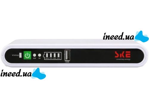 Джерело безперебійного живлення ДБЖ UPS SKE POE-532E для WI-Fi роутера 5V 9V 12V Power Bank 8800 mAh бесперебойник 17W для PoE 15V 24V модему Білий