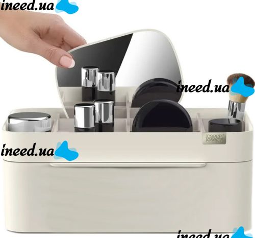 Органайзер зі знімним дзеркалом для косметики Joseph VIVA 75005 2в1 бокс для зберігання аксесуарів зі знімними перегородками і ящиком MAG - 670 Білий