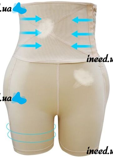 Corrective panties-shorts Body Hip Pants for buttocks enlargement with an overstated high waist and push-up effect, thigh-tightening Beige