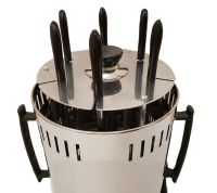 Domotec MS-7782 1000W vertical electric kebab maker for 6 skewers, Tabletop electric kebab maker for home with removable tray Silver