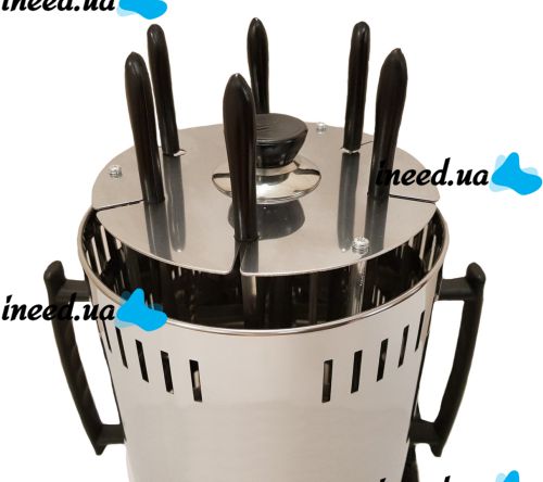 Domotec MS-7782 1000W vertical electric kebab maker for 6 skewers, Tabletop electric kebab maker for home with removable tray Silver