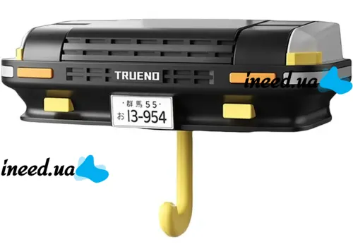 Настінний тримач органайзер для ключів у стилі Toyota Trueno AE86 з LED підсвічуванням фар, Настінна авто ключниця з 1 гачком від батарейок